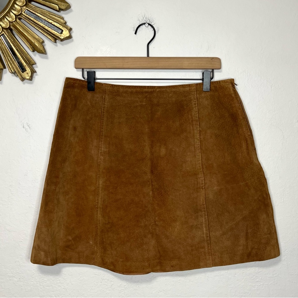 Vintage Kathy Ireland Brown Suede A Line Mini Skirt